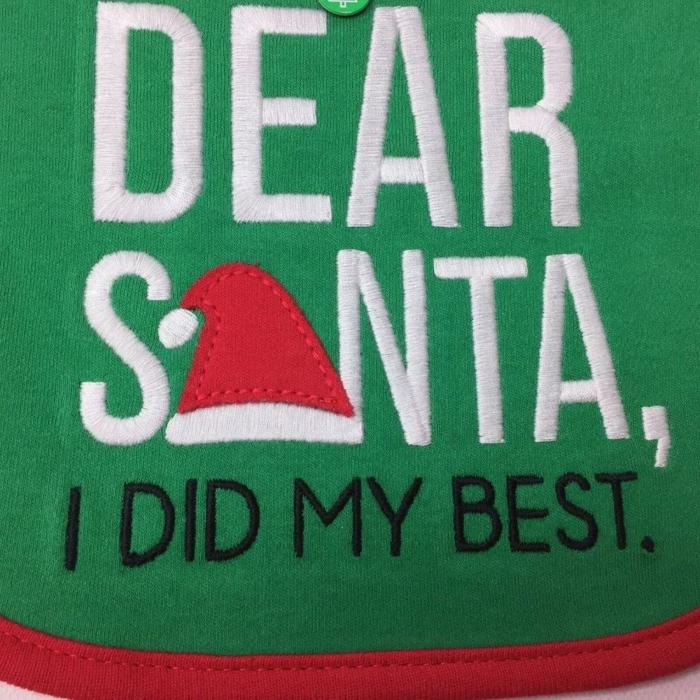 Carter's Just One You Green Christmas Teething Bib Dear Santa I Did My Best
